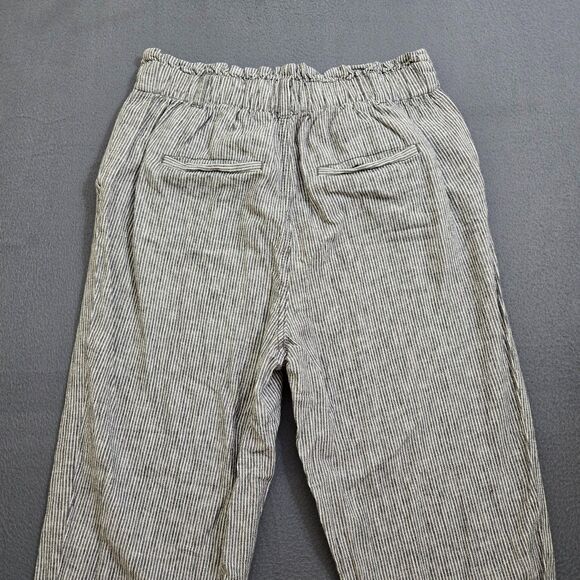 LOFT Women S Linen Blend High Rise Striped Pleated Straight Leg Pants - Picture 4 of 13